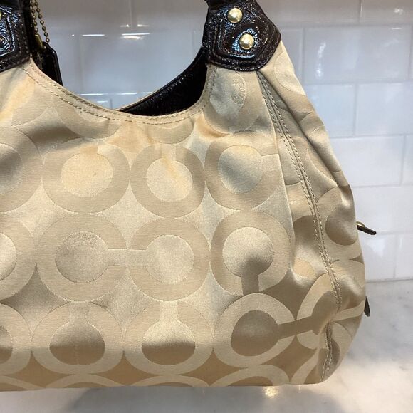 Coach Madison Maggie OpArt Patent Leather Hobo Bag - Picture 5 of 16